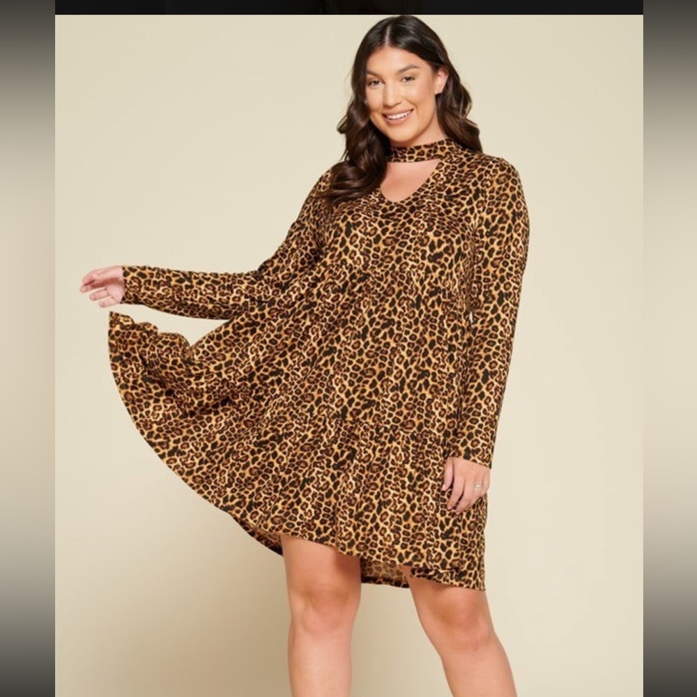 Super soft animal, print, long sleeve dress by Oddy Clothing- regular and plus